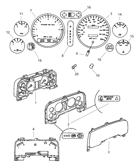 1997 Dodge Ram 1500 TACH-TACHOMETER Diagram for 4778309