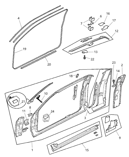 2000 Dodge Ram 2500 Panel-Body Side Aperture Rear Diagram for 5013088AB