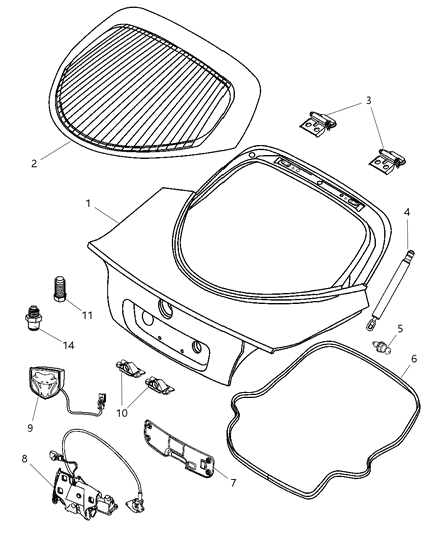 2008 Dodge Viper Cover-LIFTGATE Trim Diagram for 1BY68DX9AD