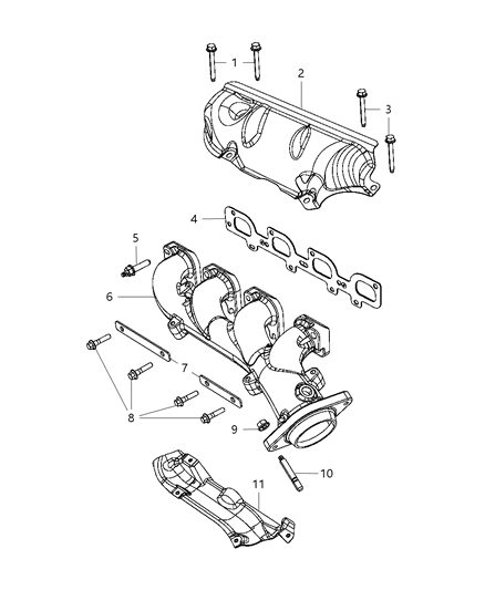 2012 Jeep Grand Cherokee Exhaust Manifolds & Heat Shields Diagram 3