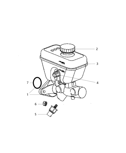 2005 Jeep Grand Cherokee Brake Master Cylinder Diagram for 5143289AA