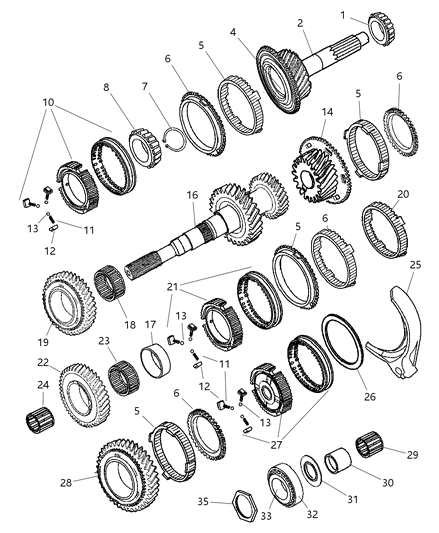 2002 Dodge Ram 2500 Bearing-Input Shaft Diagram for 5019886AB