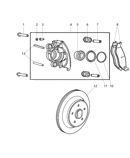 2004 Jeep Wrangler Abs Brake Pads Diagram for 5093511AA