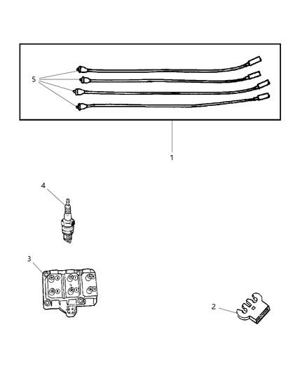 1998 Dodge Neon Spark Plugs, Cables, Coils Diagram