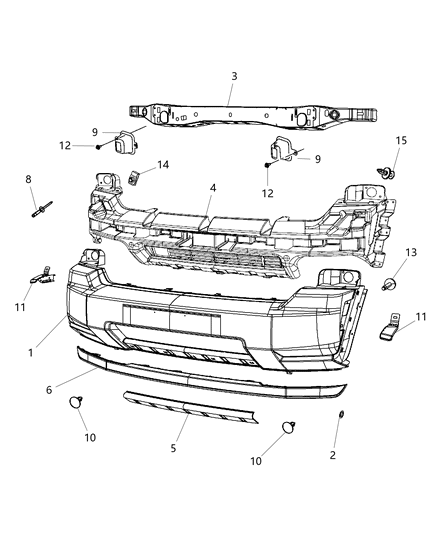 2009 Jeep Liberty Fascia, Front Diagram