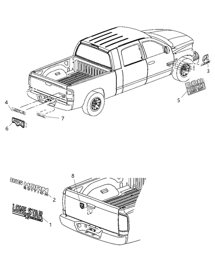 2010 Dodge Ram 3500 Nameplates - Emblem & Medallions Diagram