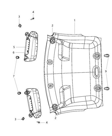 2015 Ram 3500 Headliners & Visors Diagram