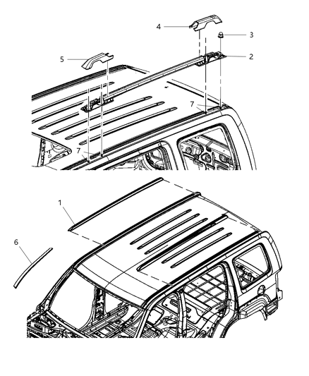 2012 Jeep Liberty Molding-Roof Diagram for 57010108AA
