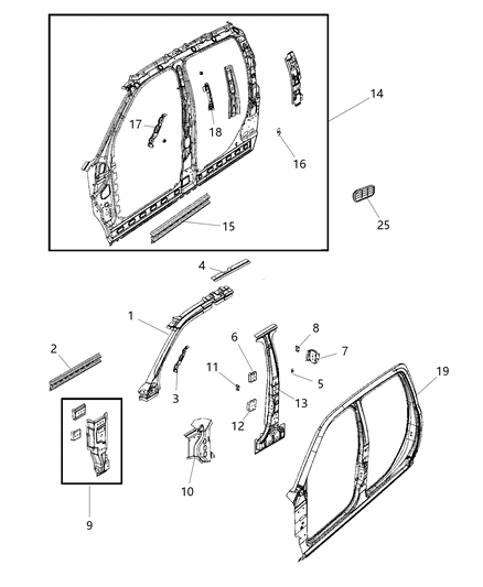 2011 Ram 1500 Panel-Body Side Aperture Inner Co Diagram for 55372985AA