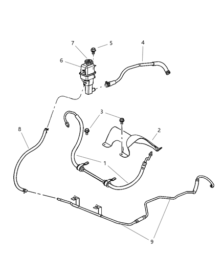 2001 Chrysler Sebring Sedan & Convertible Power Steering Hoses Diagram