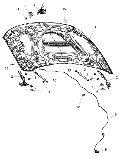 2013 Ram 3500 Pickup Hood & Related Parts Diagram