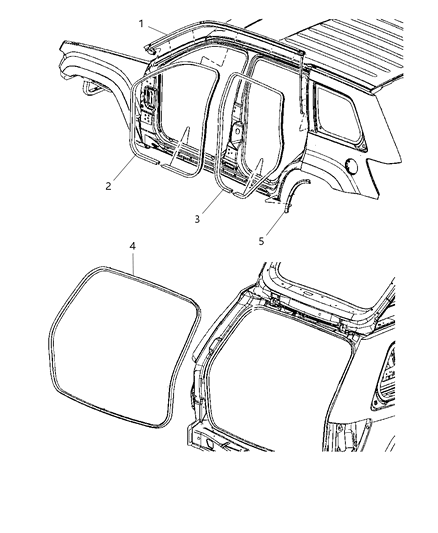 2008 Jeep Grand Cherokee Body Weatherstrips & Seals Diagram