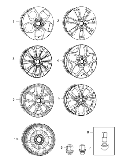 2018 Chrysler Pacifica Wheels & Hardware Diagram