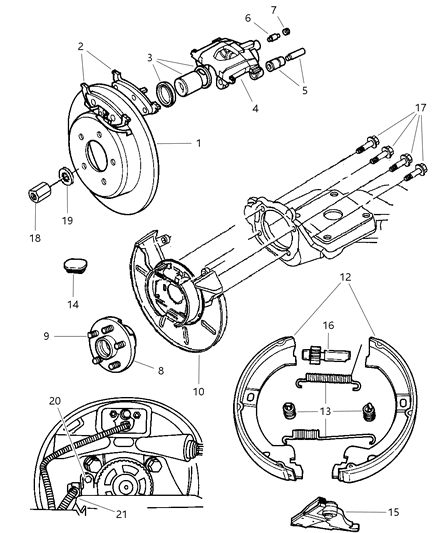 1997 Dodge Caravan Brakes, Rear Disc Diagram