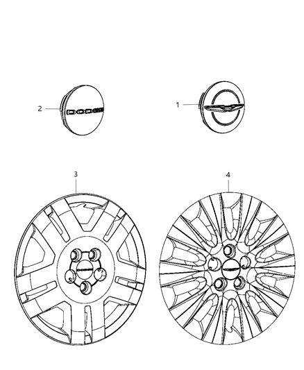 2011 Dodge Avenger Wheel Cover Diagram for 1SZ55PAKAB