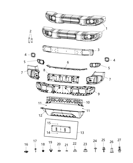 2021 Jeep Wrangler Bumper, Front Diagram 3