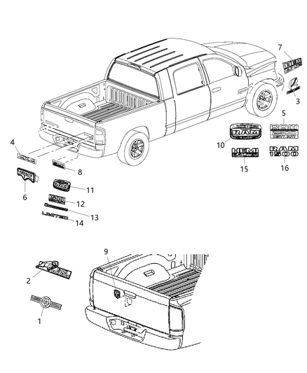 2015 Ram 2500 Nameplates - Emblem & Medallions Diagram