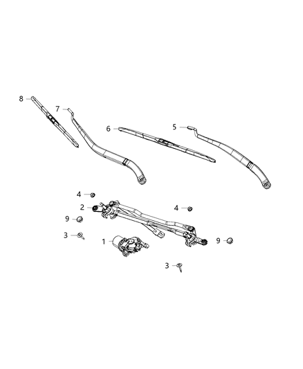 2020 Chrysler Pacifica Wiper System, Front Diagram