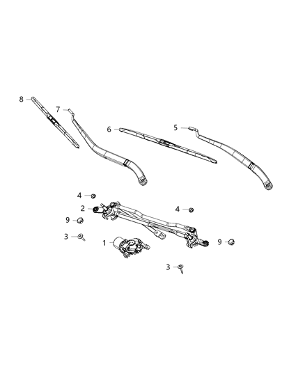 2020 Chrysler Voyager Wiper System, Front Diagram