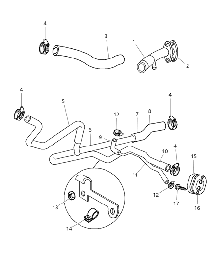 1997 Chrysler LHS Seal-Heater Tubes Diagram for 4596103