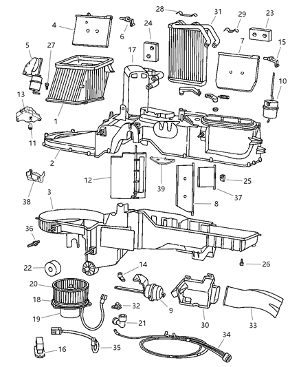 1999 Dodge Ram 1500 Air Conditioner & Heater Unit Diagram