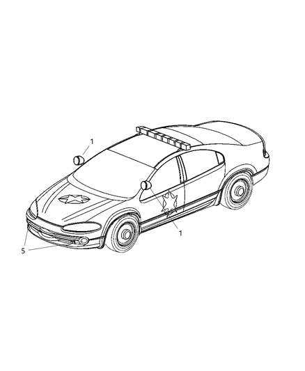 2003 Dodge Intrepid SPOTLAMP-A-Pillar Mounted Diagram for 5056180AA