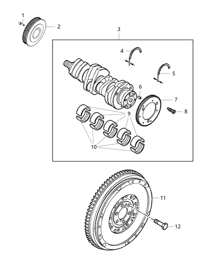 2016 Jeep Renegade Crankshaft , Crankshaft Bearings , Damper And Flywheel Diagram 4