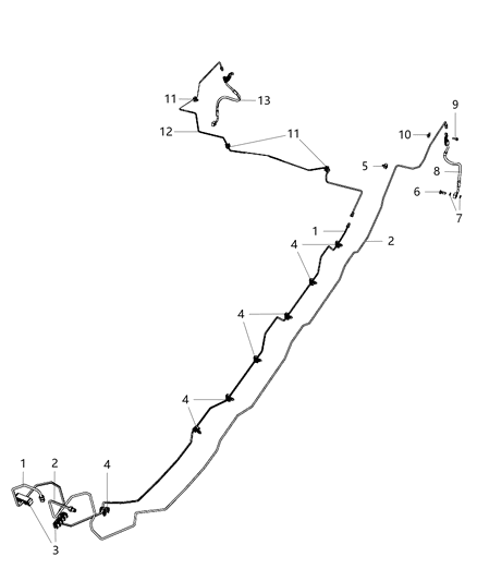 2013 Jeep Wrangler Brake Tubes & Hoses, Rear Diagram 1