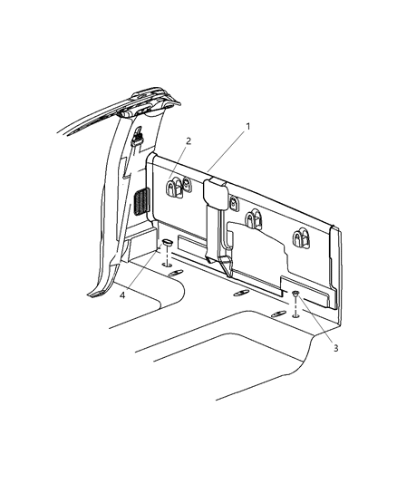 2007 Dodge Ram 3500 Rear Trim Panel & Storage Diagram