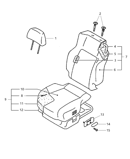 2000 Chrysler Sebring Coupe Front Seats - Left Diagram