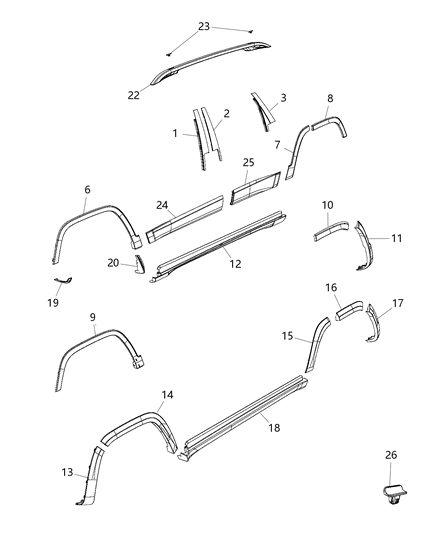 2014 Jeep Cherokee Cover-Luggage Rack Diagram for 68141170AB
