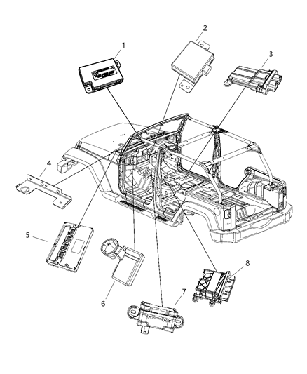 2007 Jeep Wrangler Bracket-Control Unit Diagram for 5187203AA