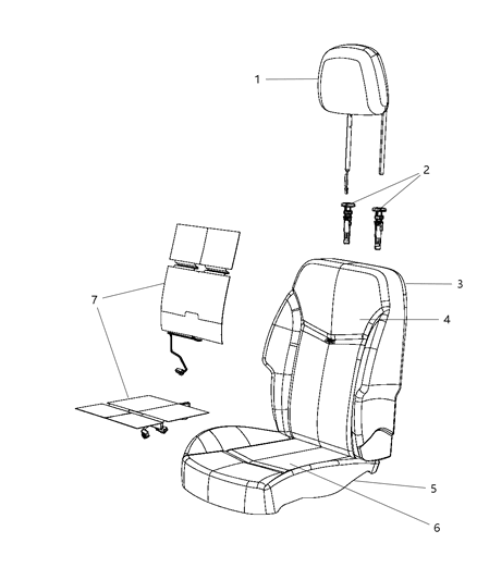 2012 Dodge Avenger Front Seat Cushion Cover Diagram for 1WW53DX9AA