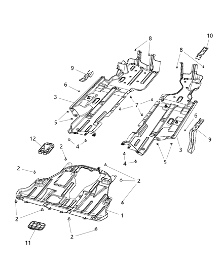 2016 Jeep Cherokee Shield-Floor Pan Diagram for 68264961AA