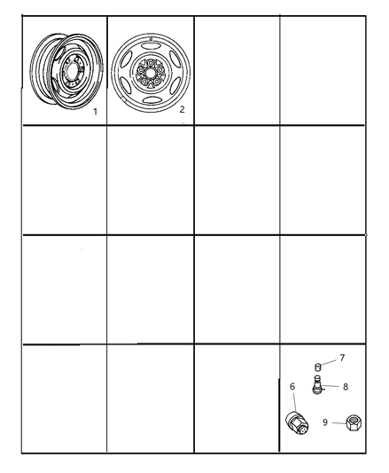 1999 Dodge Dakota Wheels & Hardware Diagram