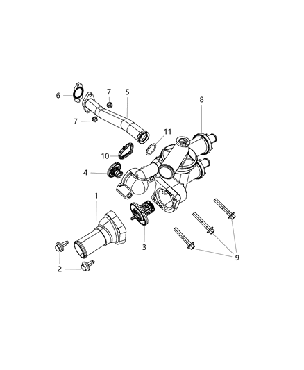 2016 Jeep Patriot Thermostat & Related Parts Diagram