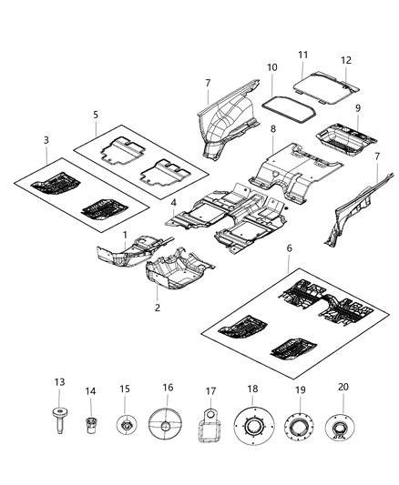2018 Jeep Wrangler Mat Kit-Floor Diagram for 6CK991R4AA