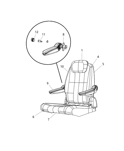 2012 Dodge Grand Caravan HEADREST-Second Row Diagram for 1US08HL5AA