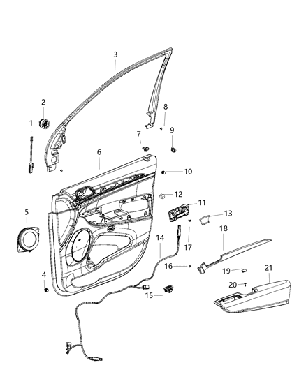 2021 Jeep Grand Cherokee Armrest-Front Door Trim Diagram for 6FP15TURAA