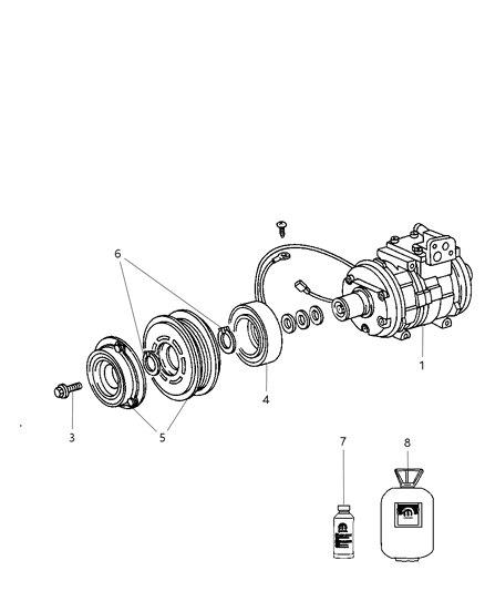 2009 Jeep Grand Cherokee Clutch-A/C Compressor Diagram for 68035234AA