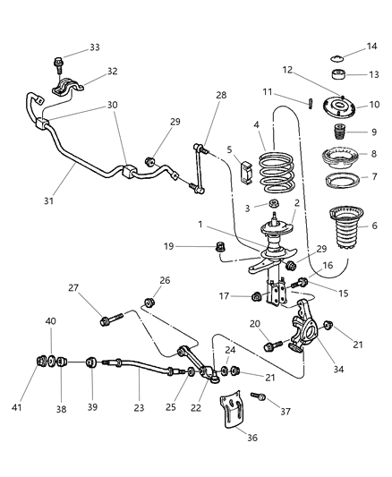 2004 Chrysler Concorde Suspension - Front Diagram