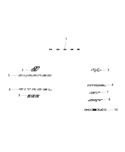 2020 Dodge Durango NAMEPLATE-Front Fender Diagram for 68402188AA