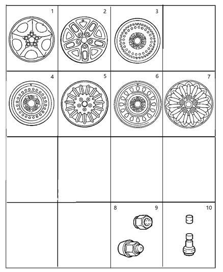 1999 Chrysler Town & Country Wheels & Hardware Diagram