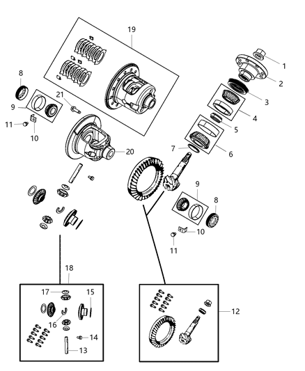 2020 Ram 1500 Bearing Kit-Differential Side Diagram for 68340251AA