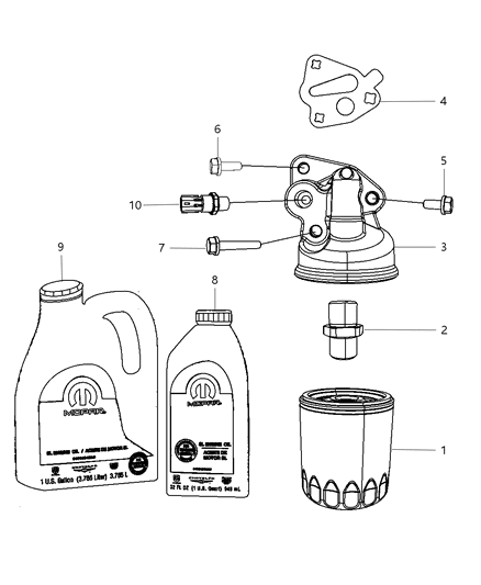 2010 Chrysler Town & Country Engine Oil , Engine Oil Filter And Adapter Diagram 2
