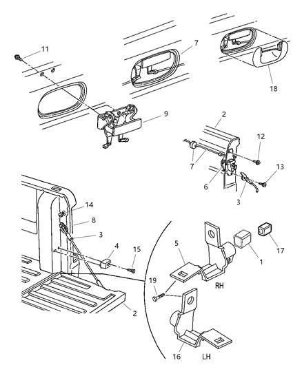 2002 Dodge Ram 2500 Quad & Club Cab Tailgate Diagram