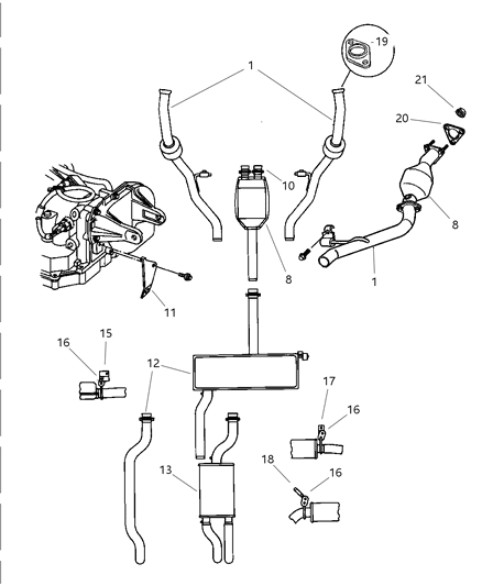 1997 Chrysler LHS Exhaust System Diagram