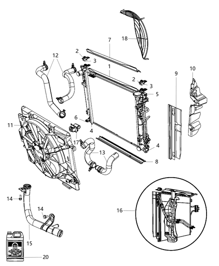 2011 Chrysler Town & Country Radiator & Related Parts Diagram