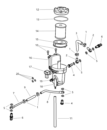 2000 Dodge Ram 3500 Connector-Fuel Filter Diagram for 5016554AA