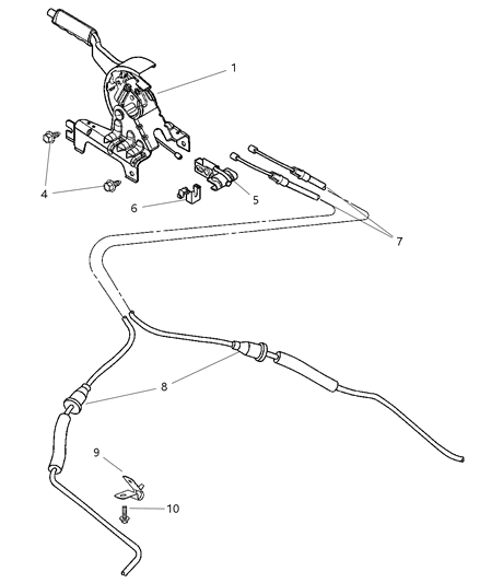 2003 Chrysler Sebring Sedan & Convertible Lever & Cables, Parking Brake Diagram